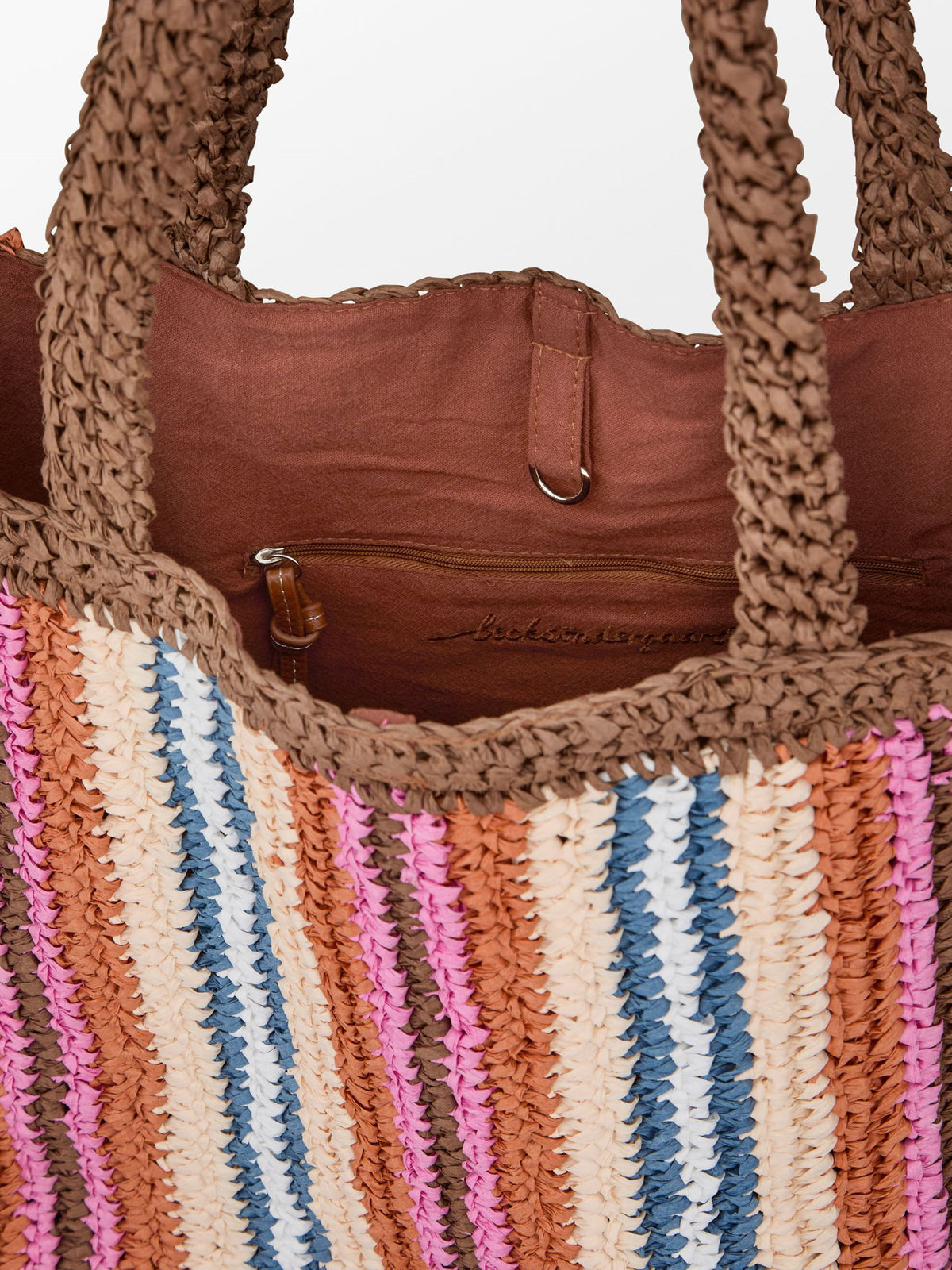 Stripe Straw Tota Bag OneSize - Becksöndergaard